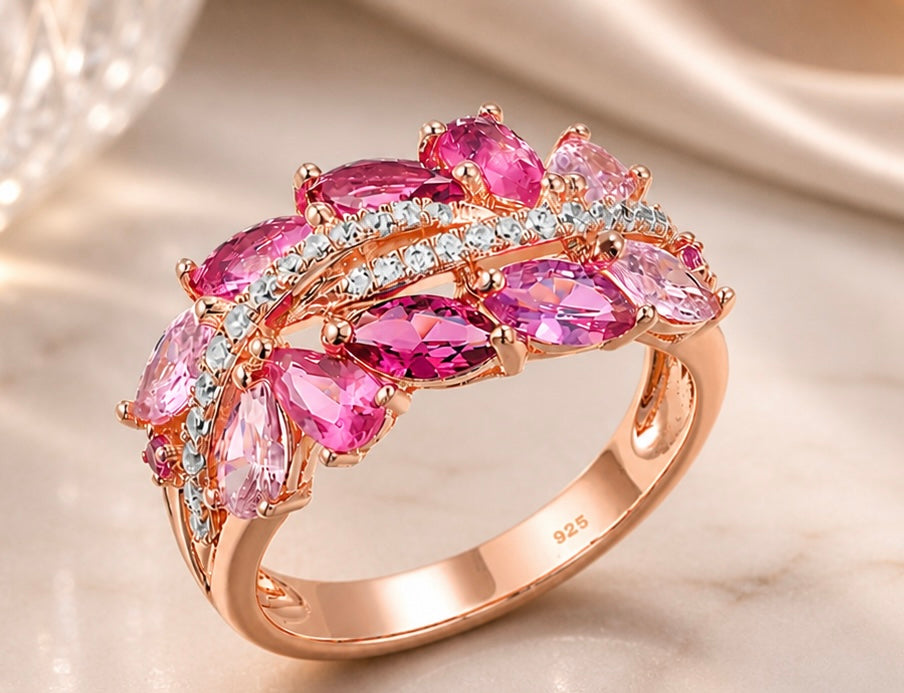 Luxury 925 Sterling Silver Ring – Elegant Design with Sparkling Stones, Perfect for Weddings, Parties & Special Occasions.