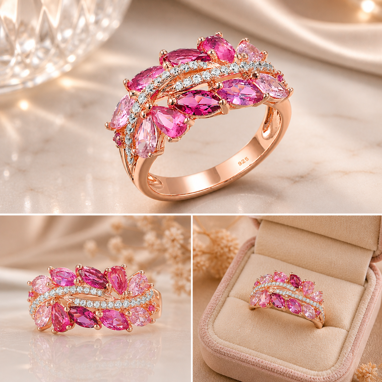 Luxury 925 Sterling Silver Ring – Elegant Design with Sparkling Stones, Perfect for Weddings, Parties & Special Occasions.