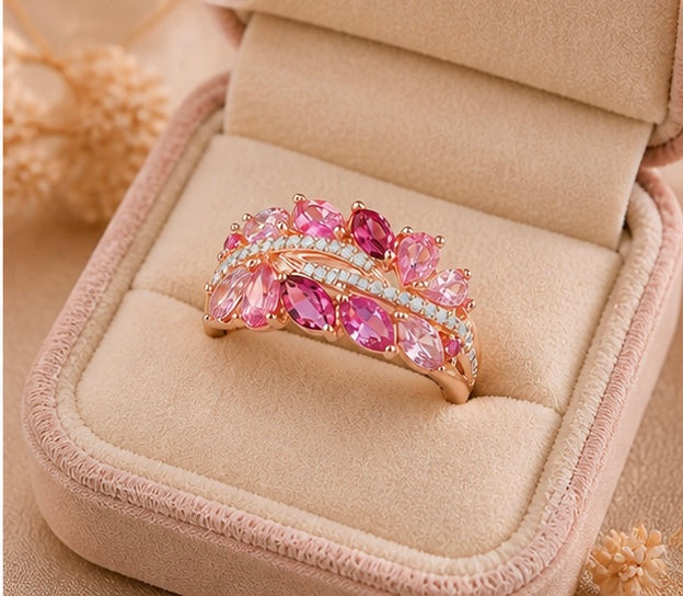 Luxury 925 Sterling Silver Ring – Elegant Design with Sparkling Stones, Perfect for Weddings, Parties & Special Occasions.
