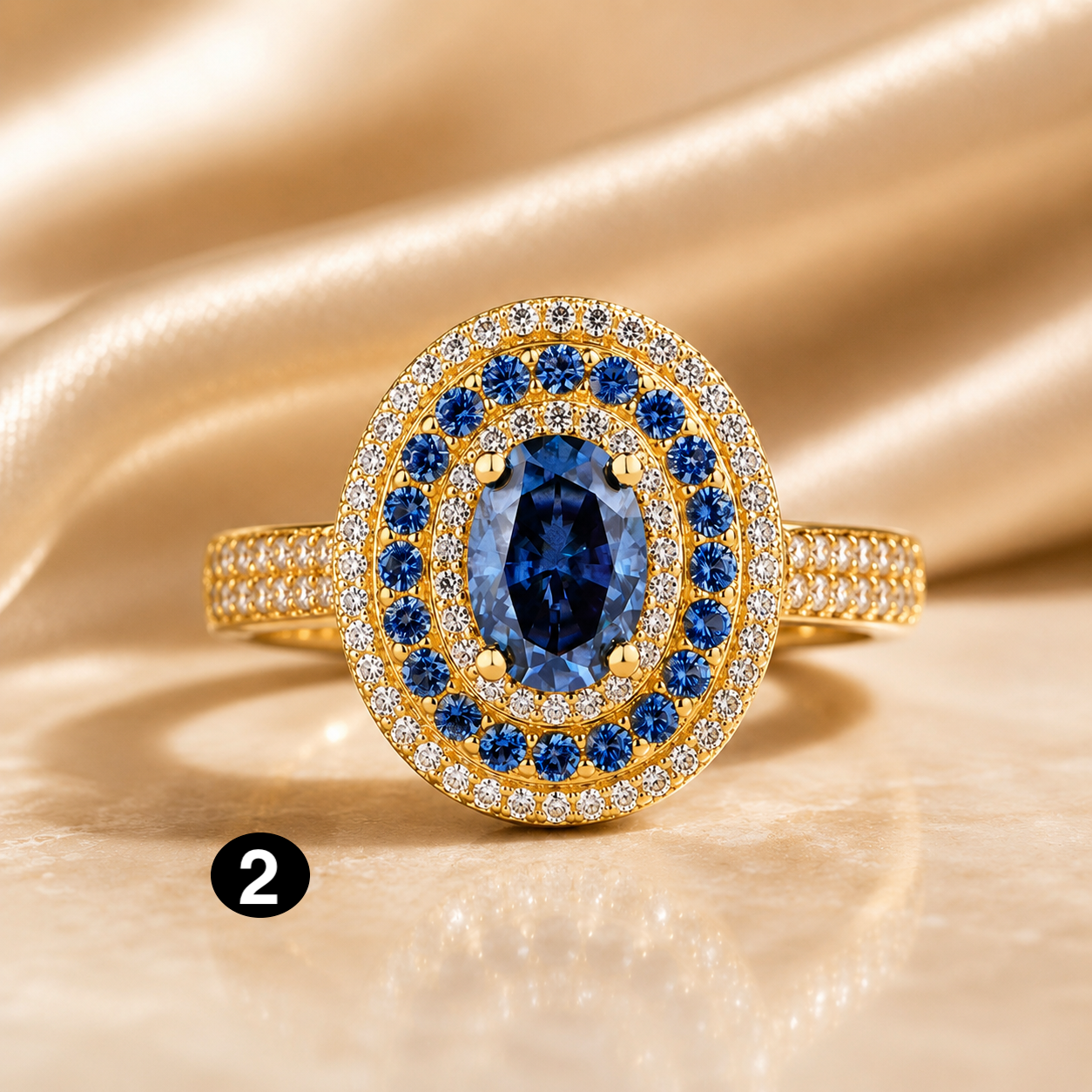 Blue Moissanite Oval Cut Ring 1CT 925 Sterling Silver