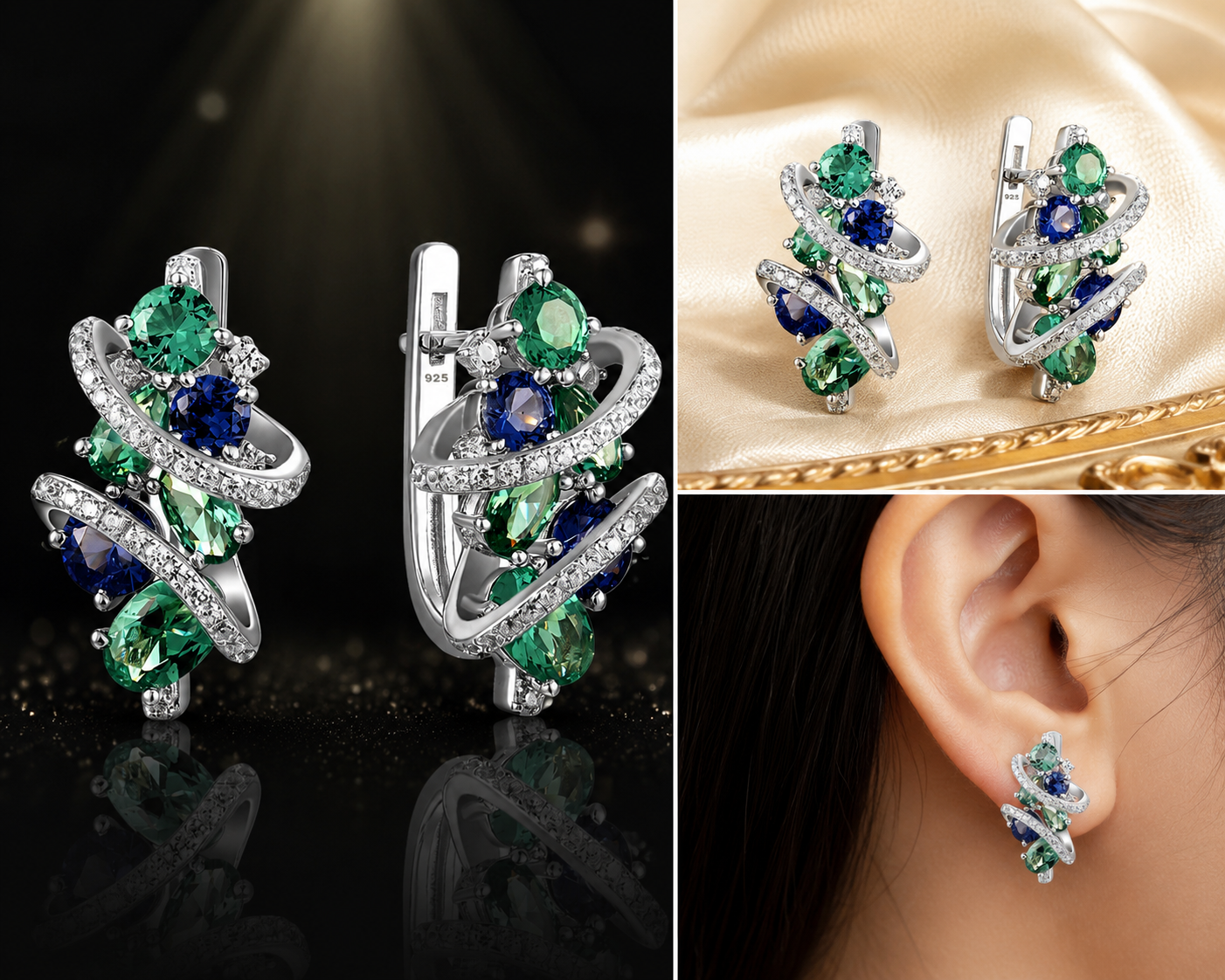 Sterling Silver 925 Zircon Earrings for Women | Wedding & Party Jewelry