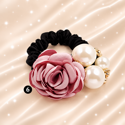 Pearl Rose Hair Scrunchie