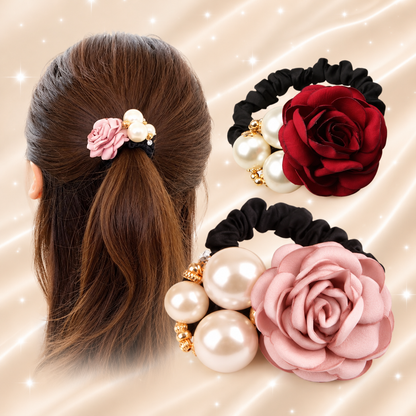 Pearl Rose Hair Scrunchie