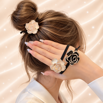 Sparkling Crystal Rose Hair Tie – Luxury Floral Design