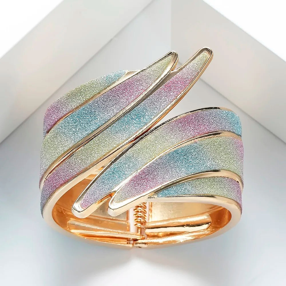 Wide Glitter Cuff Bracelet – Bold & Elegant Statement