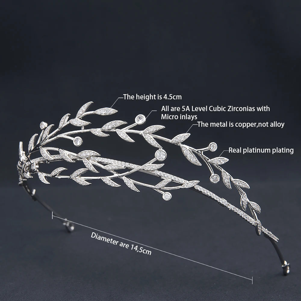Luxury Leaf Bridal Tiara – Crystal Wedding Crown for Brides
