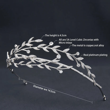 Luxury Leaf Bridal Tiara – Crystal Wedding Crown for Brides