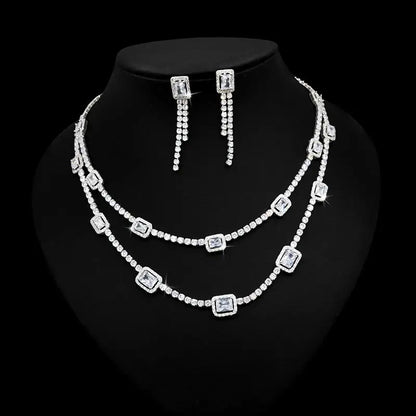 Luxury Crystal Necklace Set – Double-Layer Elegance for Special Occasions