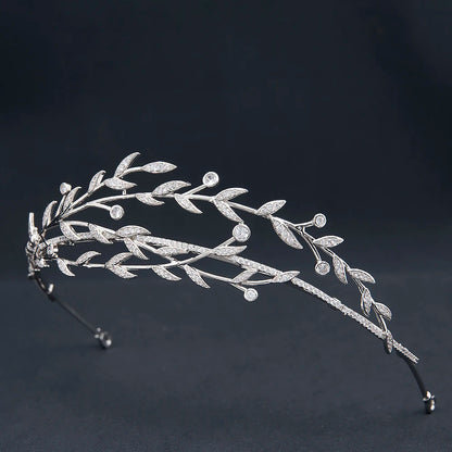 Luxury Leaf Bridal Tiara – Crystal Wedding Crown for Brides