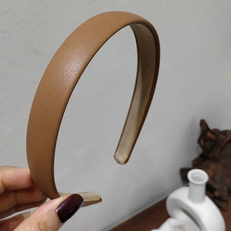 Vintage PU Leather Headband – Elegant Non-Slip Hair Accessory for Women