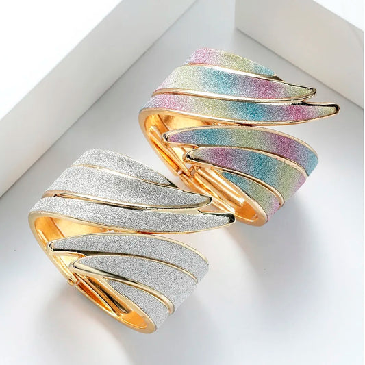 Wide Glitter Cuff Bracelet – Bold & Elegant Statement
