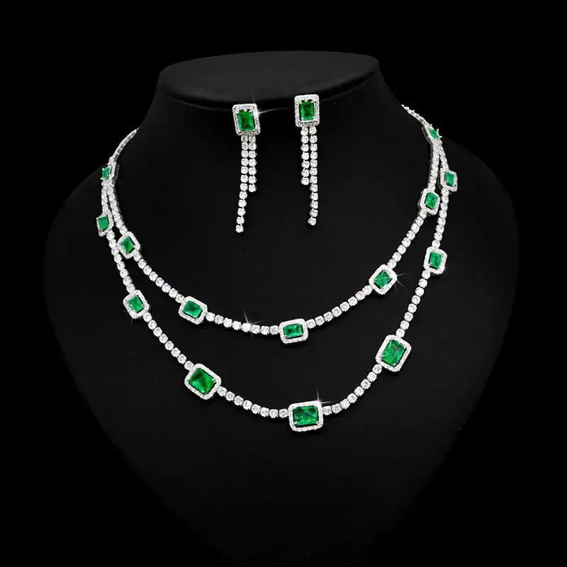 Luxury Crystal Necklace Set – Double-Layer Elegance for Special Occasions