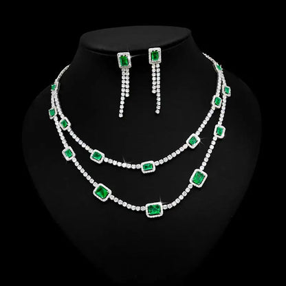 Luxury Crystal Necklace Set – Double-Layer Elegance for Special Occasions