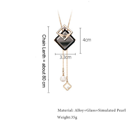 Fashion Long Crystal Pendant Necklace for Women
