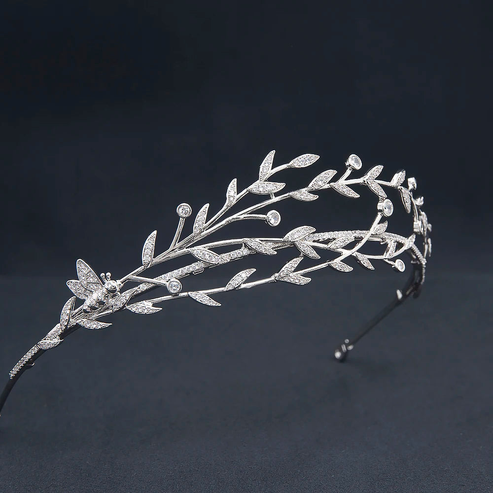 Luxury Leaf Bridal Tiara – Crystal Wedding Crown for Brides