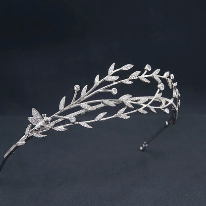 Luxury Leaf Bridal Tiara – Crystal Wedding Crown for Brides