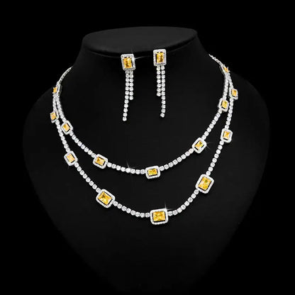 Luxury Crystal Necklace Set – Double-Layer Elegance for Special Occasions