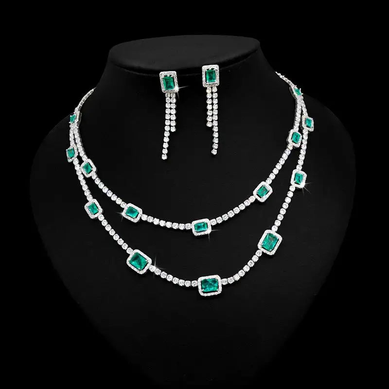 Luxury Crystal Necklace Set – Double-Layer Elegance for Special Occasions