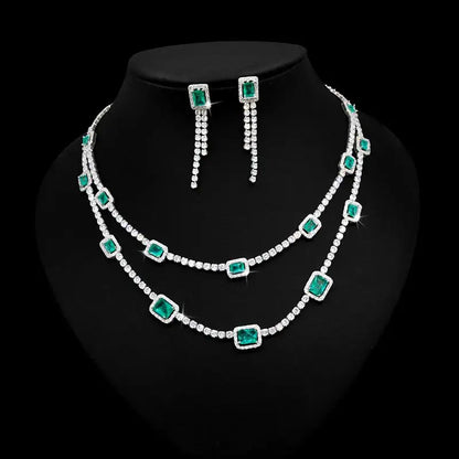 Luxury Crystal Necklace Set – Double-Layer Elegance for Special Occasions