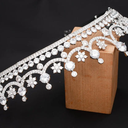 Elegant & Luxurious Royal Zirconia Wedding Tiara – Silver Plated