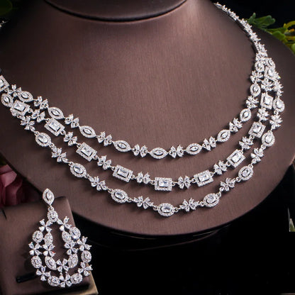 Luxury 3-Layer Pearl Necklace & Earring Set – Timeless Glamour for Elegant Occasions