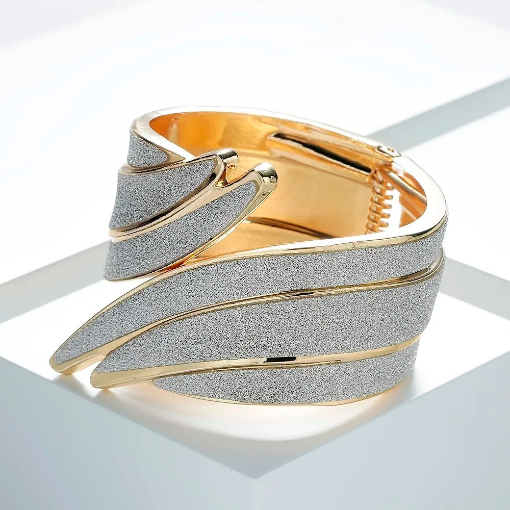 Wide Glitter Cuff Bracelet – Bold & Elegant Statement