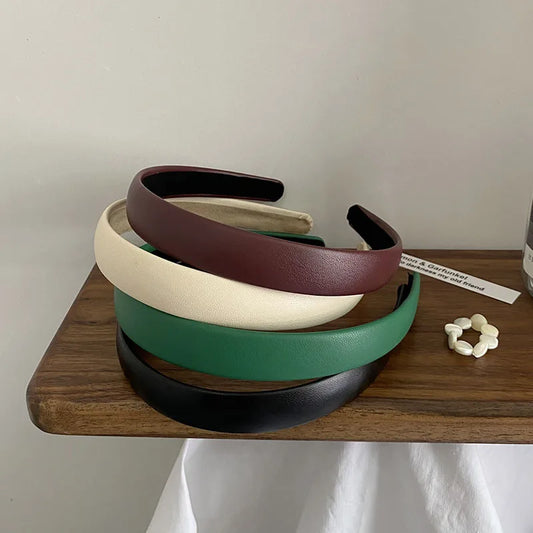 Vintage PU Leather Headband – Elegant Non-Slip Hair Accessory for Women