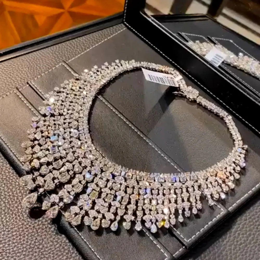 Luxury Zircon Jewelry Set – Elegant Necklace, Earrings & Bangle for Women, Wedding & Party Jewelry