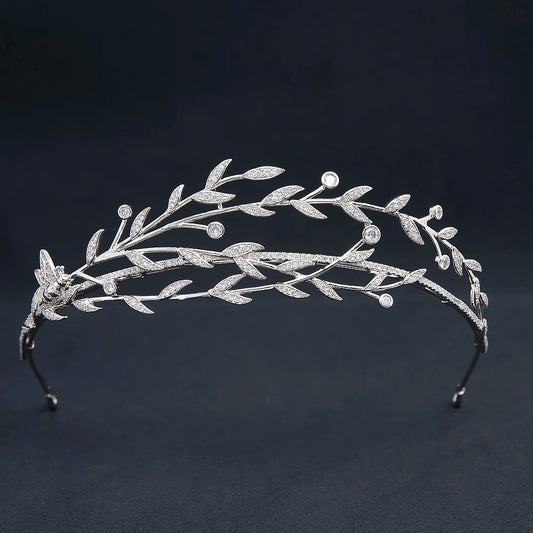 Luxury Leaf Bridal Tiara – Crystal Wedding Crown for Brides