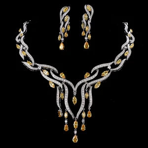 Luxury Zirconia Jewelry Set – Elegant Necklace & Earrings for Weddings & Parties