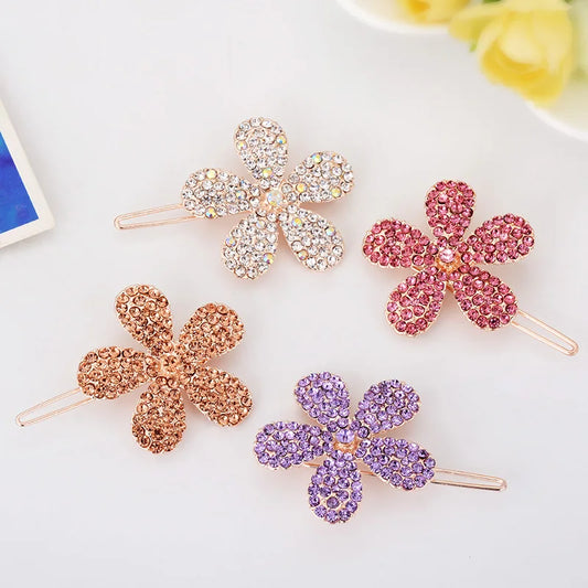 Rhinestone Flower Hair Pin – Elegant Fashion Hair Accessory for Women
