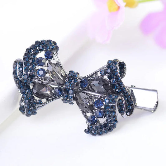 Crystal Bow Hair Pin for Women – Luxury Rhinestone Metal Hair Accessory