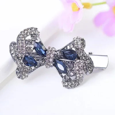 Crystal Bow Hair Pin for Women – Luxury Rhinestone Metal Hair Accessory
