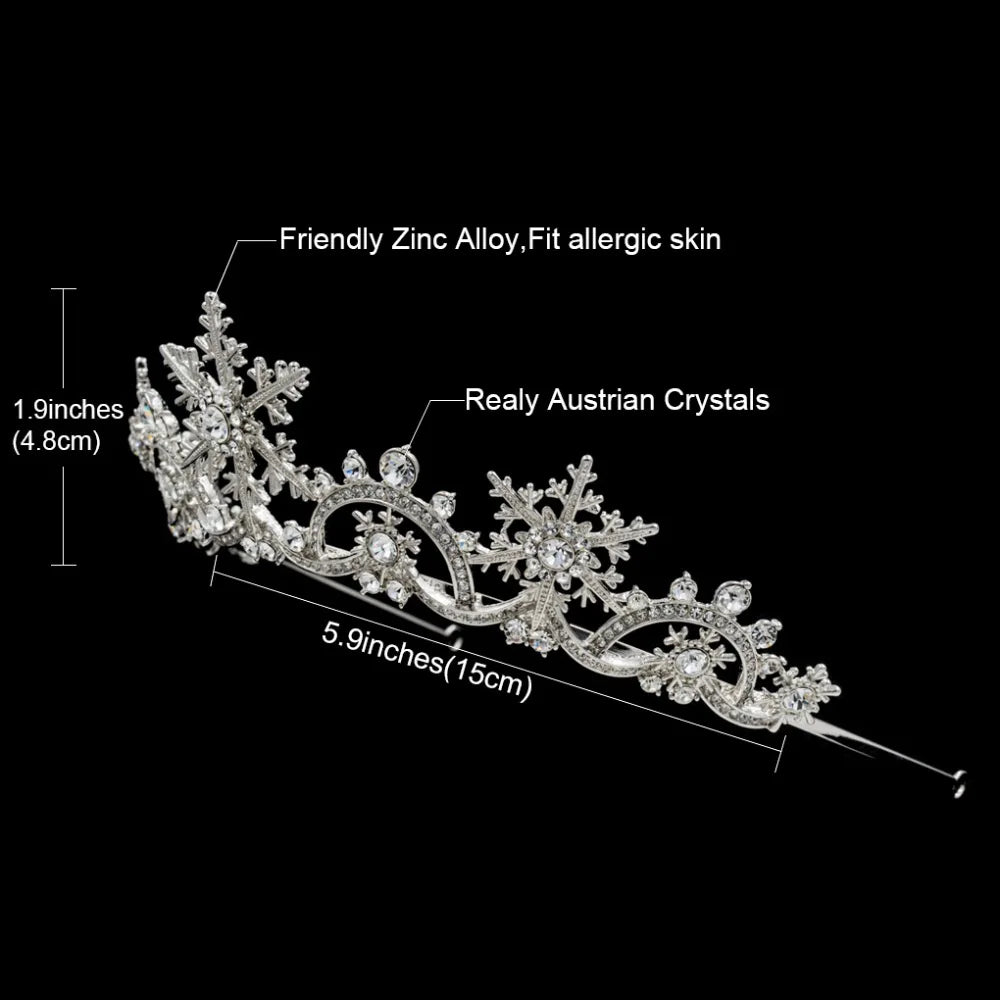 Royal Snowflake Wedding Tiara – Elegant Crystal Crown for Brides & Special Occasions
