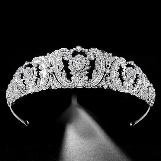 Luxury Baroque Crystal Wedding Tiara – Elegant Silver Crown for Brides