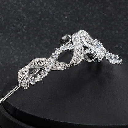 Luxury CZ Crystal Wedding Tiara – Elegant Bow Diadem for Bride & Evening Events