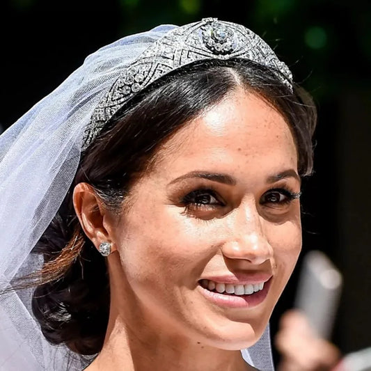 Royal Elegance Crystal Tiara – Inspired by Meghan Markle | Luxury Bridal Crown, Princess Diadem, Wedding Hair Accessory