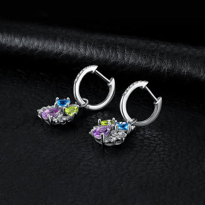 ِElegant Floral Gemstone Earrings - 925 Sterling Silver