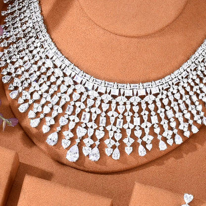 Luxury Zircon Jewelry Set – Elegant Necklace, Earrings & Bangle for Women, Wedding & Party Jewelry