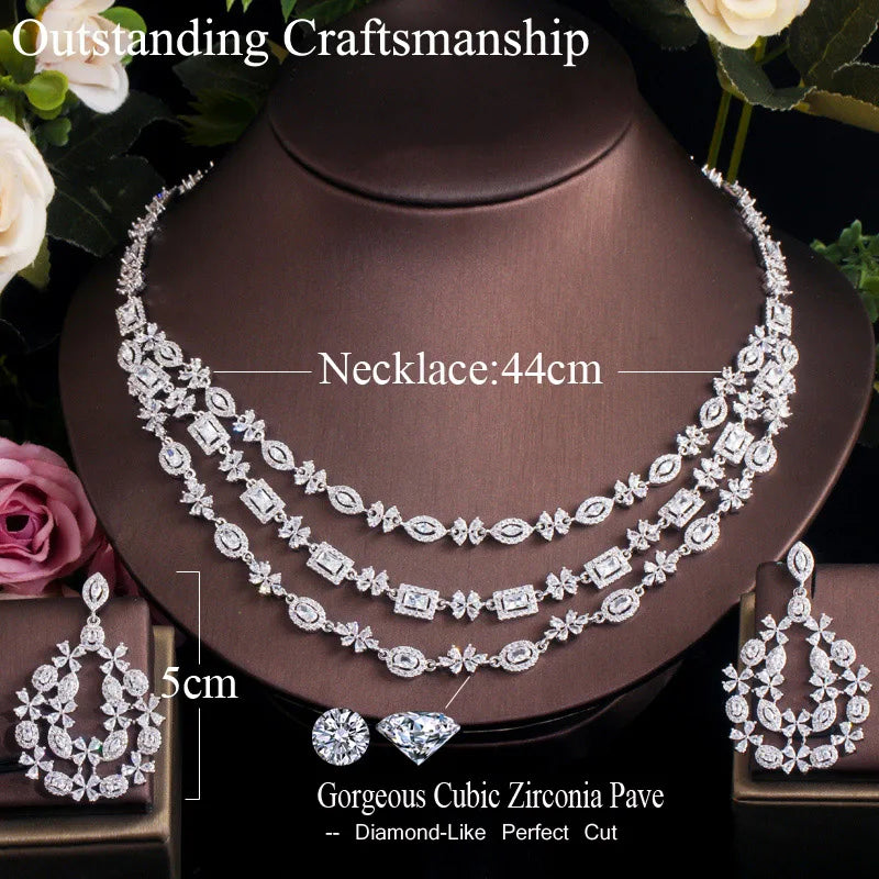 Luxury 3-Layer Pearl Necklace & Earring Set – Timeless Glamour for Elegant Occasions