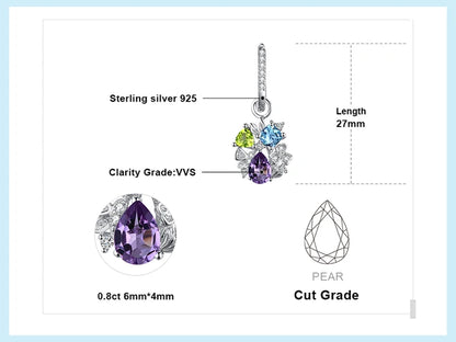 ِElegant Floral Gemstone Earrings - 925 Sterling Silver