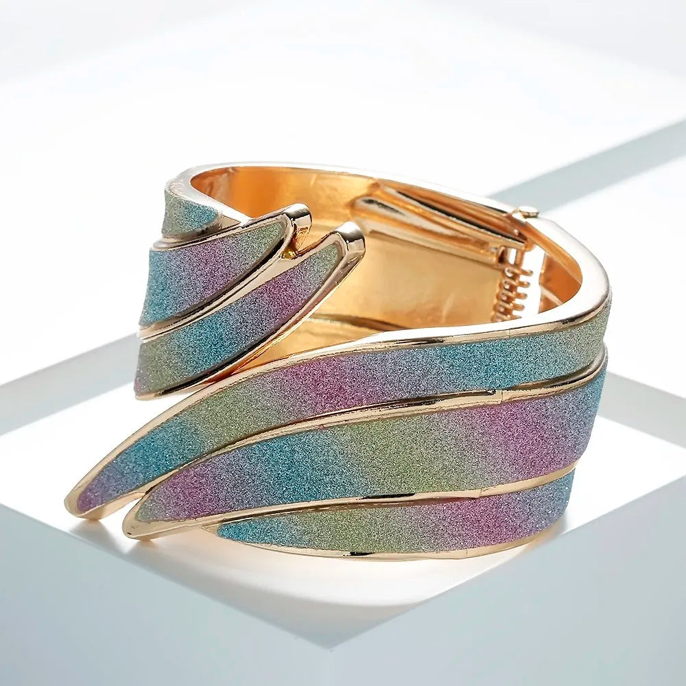 Wide Glitter Cuff Bracelet – Bold & Elegant Statement