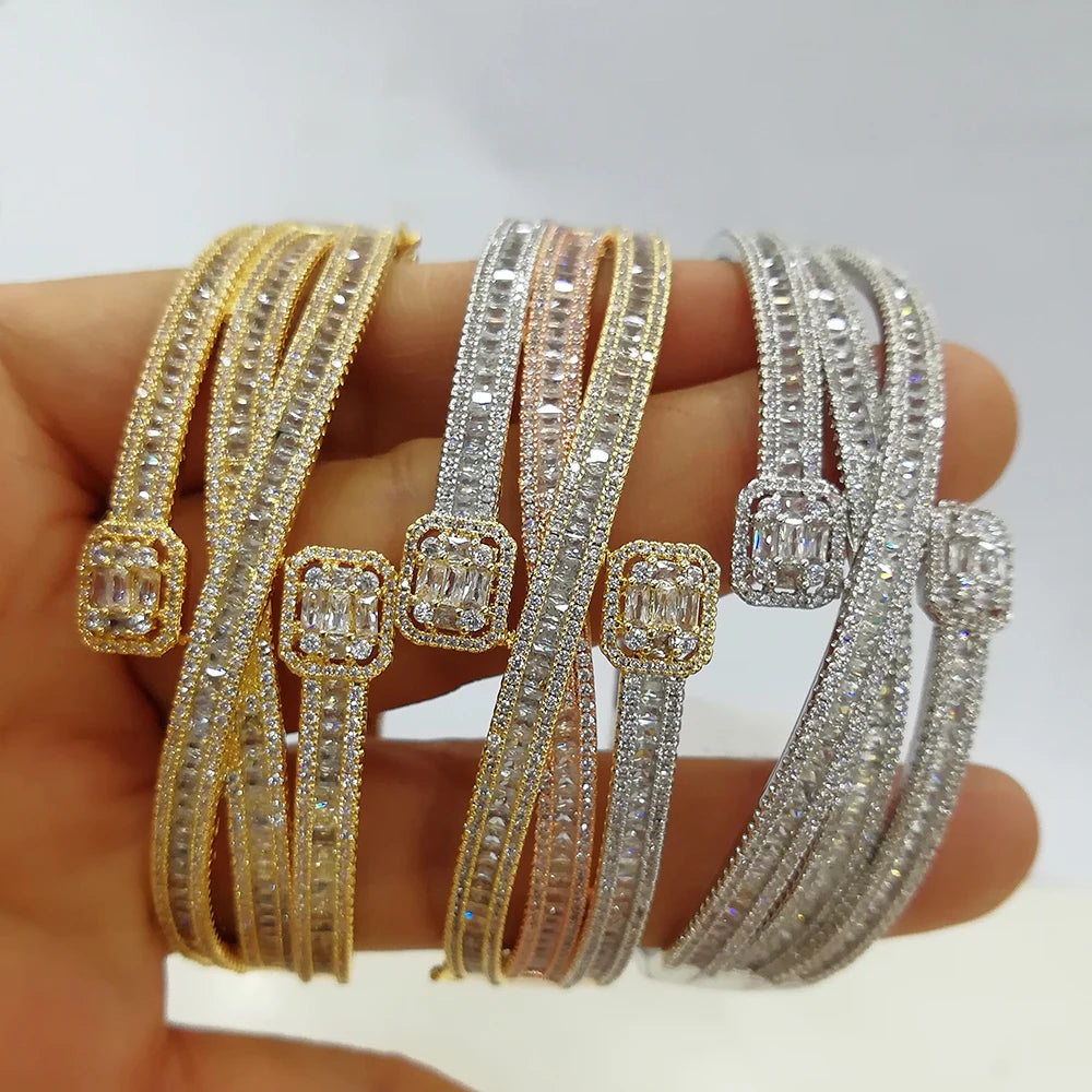 Luxury Crystal Bangle Bracelet for Women – Elegant Wedding & Party Jewelry