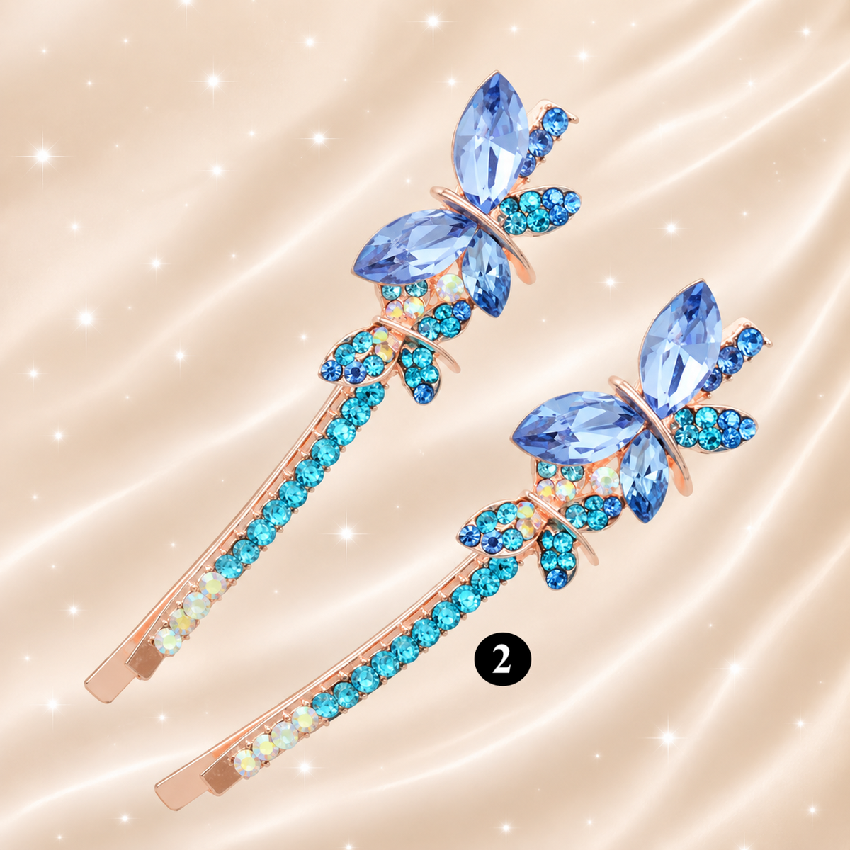 Jeweled Butterfly Crystal Hair Clips