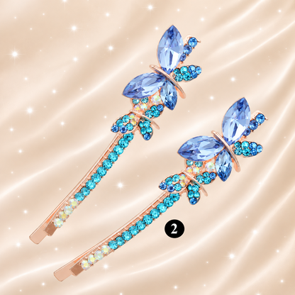Jeweled Butterfly Crystal Hair Clips