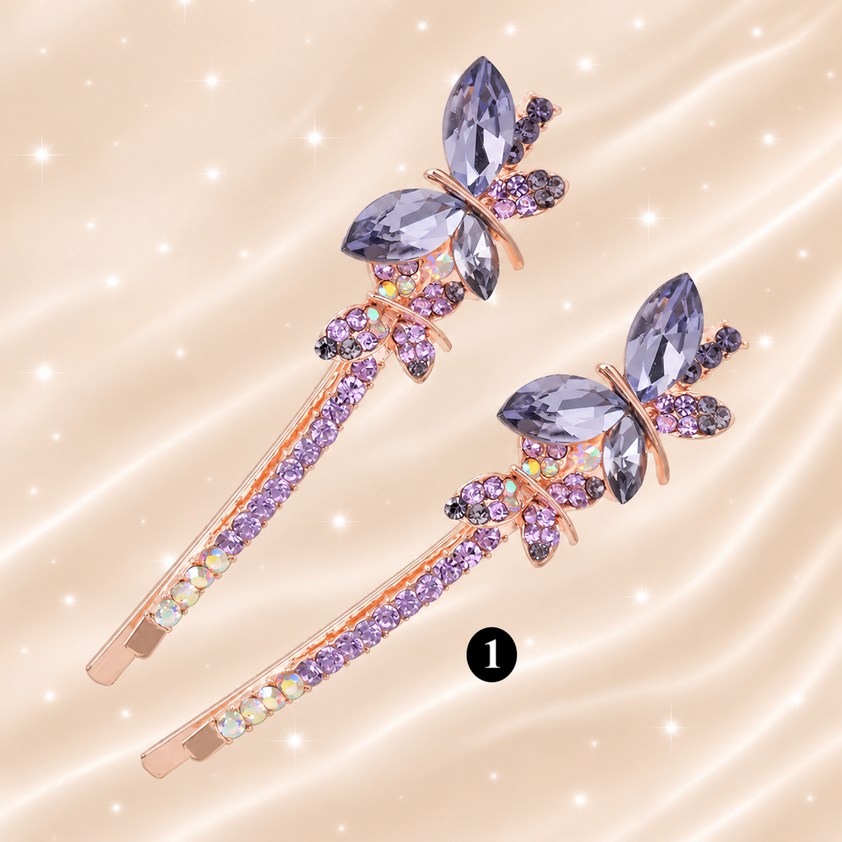 Jeweled Butterfly Crystal Hair Clips