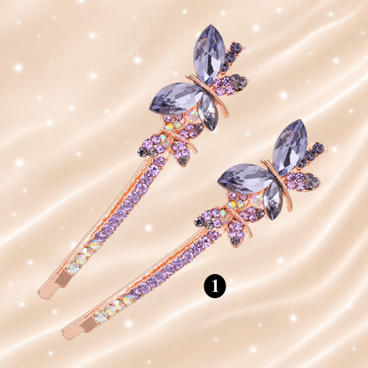 Jeweled Butterfly Crystal Hair Clips