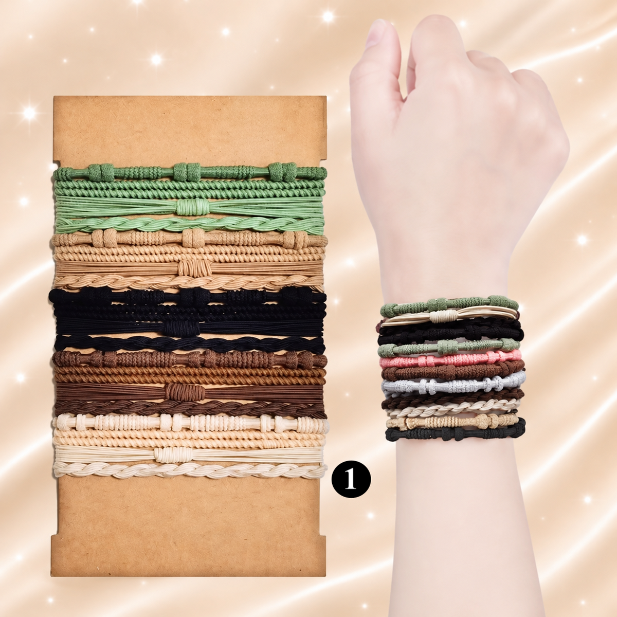 Boho Elastic Hair Ties & Bracelets – 20 Pcs