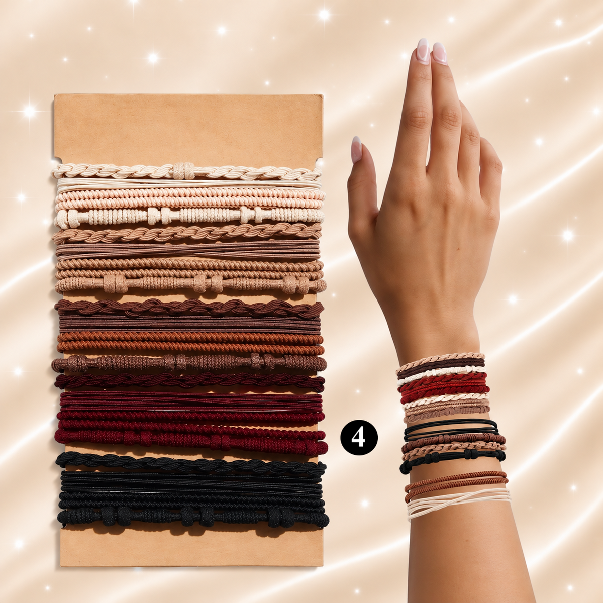 Boho Elastic Hair Ties & Bracelets – 20 Pcs