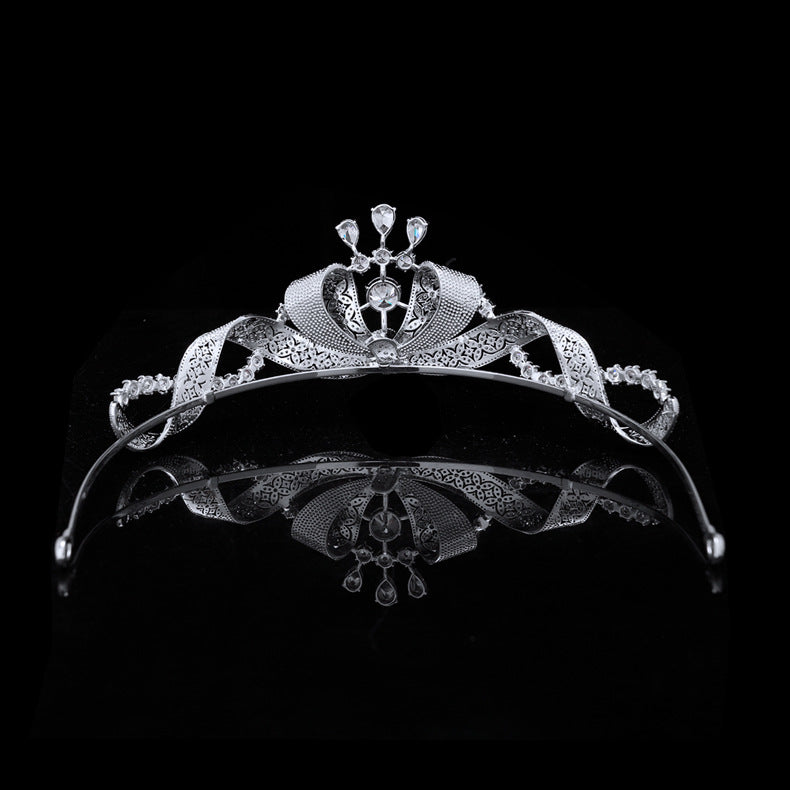 Luxury CZ Crystal Wedding Tiara – Elegant Bow Diadem for Bride & Evening Events